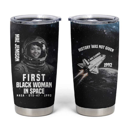 Mae Jemison Tumbler Cup with NASA Spacesuit Portrait, First Black Woman - African Pride