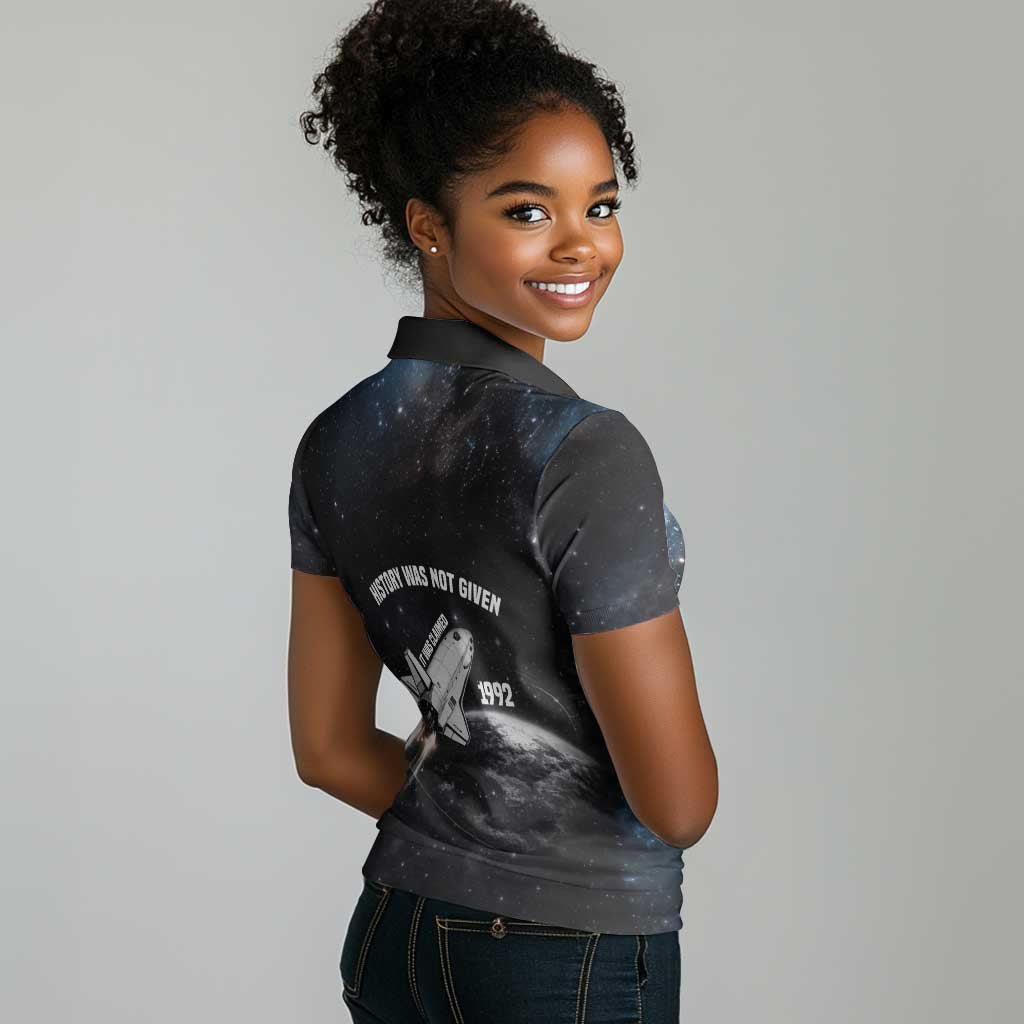 Mae Jemison Women Polo Shirt with NASA Spacesuit Portrait, First Black Woman - African Pride