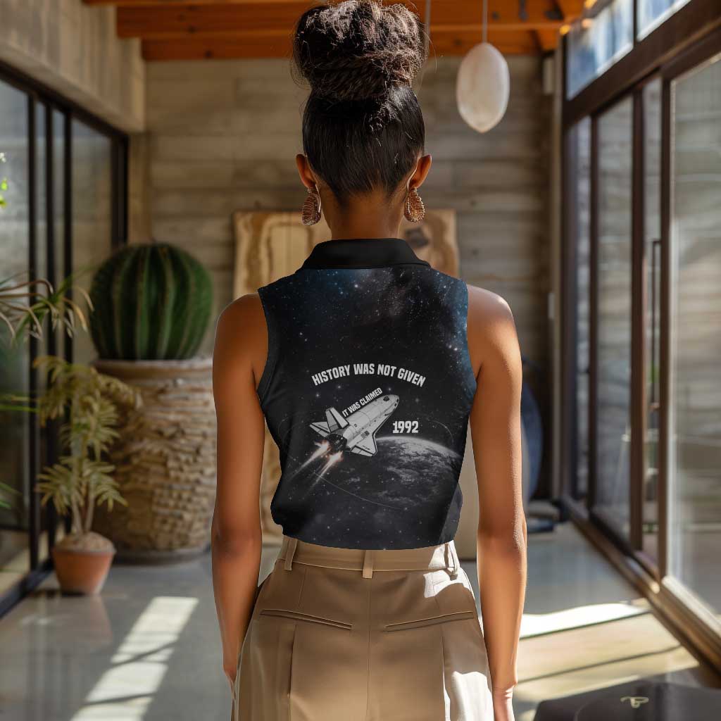 Mae Jemison Women Sleeveless Polo Shirt with NASA Spacesuit Portrait, First Black Woman - African Pride