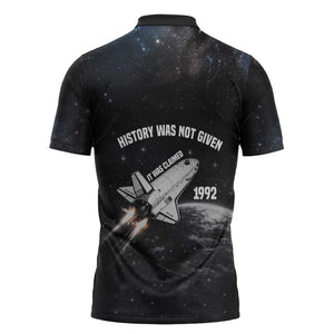 Mae Jemison Zipper Polo Shirt with NASA Spacesuit Portrait, First Black Woman - African Pride