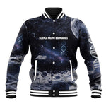 Mae Jemison Baseball Jacket with Space Portrait Design, Science Has No Boundaries Quote and DNA Book Elements - African Pride