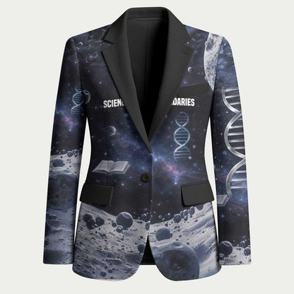 Mae Jemison Blazer with Space Portrait Design, Science Has No Boundaries Quote and DNA Book Elements - African Pride