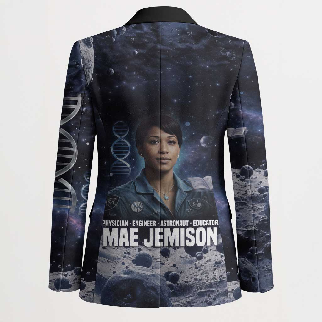 Mae Jemison Blazer with Space Portrait Design, Science Has No Boundaries Quote and DNA Book Elements - African Pride