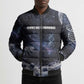 Mae Jemison Bomber Puffer Jacket with Space Portrait Design, Science Has No Boundaries Quote and DNA Book Elements - African Pride