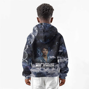 Mae Jemison Kid Hoodie with Space Portrait Design, Science Has No Boundaries Quote and DNA Book Elements - African Pride