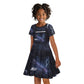 Mae Jemison Kid Short Sleeve Dress with Space Portrait Design, Science Has No Boundaries Quote and DNA Book Elements - African Pride