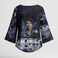 Mae Jemison Kimono Sleeve Blouse with Space Portrait Design, Science Has No Boundaries Quote and DNA Book Elements - African Pride