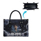 Mae Jemison Leather Bag with Space Portrait Design, Science Has No Boundaries Quote and DNA Book Elements - African Pride