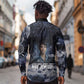 Mae Jemison Long Sleeve Button Shirt with Space Portrait Design, Science Has No Boundaries Quote and DNA Book Elements - African Pride