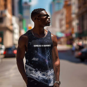 Mae Jemison Men Tank Top with Space Portrait Design, Science Has No Boundaries Quote and DNA Book Elements - African Pride