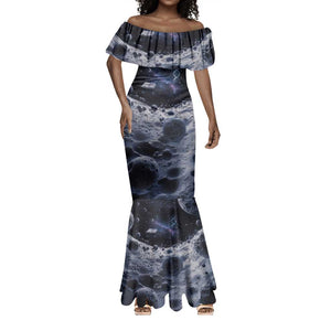 Mae Jemison Mermaid Dress with Space Portrait Design, Science Has No Boundaries Quote and DNA Book Elements - African Pride