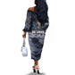Mae Jemison Off The Shoulder Long Sleeve Dress with Space Portrait Design, Science Has No Boundaries Quote and DNA Book Elements - African Pride