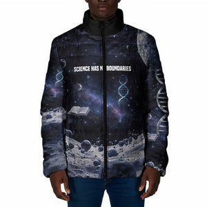 Mae Jemison Padded Jacket with Space Portrait Design, Science Has No Boundaries Quote and DNA Book Elements - African Pride