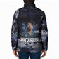 Mae Jemison Padded Jacket with Space Portrait Design, Science Has No Boundaries Quote and DNA Book Elements - African Pride