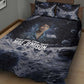 Mae Jemison Quilt Bed Set with Space Portrait Design, Science Has No Boundaries Quote and DNA Book Elements - African Pride