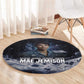 Mae Jemison Round Carpet with Space Portrait Design, Science Has No Boundaries Quote and DNA Book Elements - African Pride