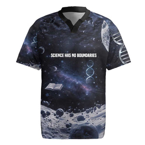 Mae Jemison Rugby Jersey with Space Portrait Design, Science Has No Boundaries Quote and DNA Book Elements - African Pride