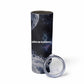 Mae Jemison Skinny Tumbler with Space Portrait Design, Science Has No Boundaries Quote and DNA Book Elements - African Pride