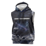 Mae Jemison Sleeveless Hoodie with Space Portrait Design, Science Has No Boundaries Quote and DNA Book Elements - African Pride
