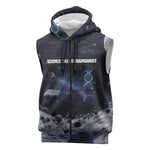 Mae Jemison Sleeveless Zip Hoodie with Space Portrait Design, Science Has No Boundaries Quote and DNA Book Elements - African Pride