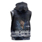 Mae Jemison Sleeveless Zip Hoodie with Space Portrait Design, Science Has No Boundaries Quote and DNA Book Elements - African Pride
