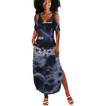 Mae Jemison Summer Maxi Dress with Space Portrait Design, Science Has No Boundaries Quote and DNA Book Elements - African Pride
