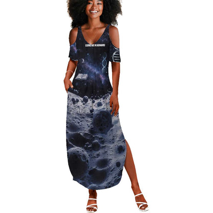 Mae Jemison Summer Maxi Dress with Space Portrait Design, Science Has No Boundaries Quote and DNA Book Elements - African Pride
