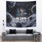 Mae Jemison Tapestry with Space Portrait Design, Science Has No Boundaries Quote and DNA Book Elements - African Pride
