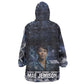 Mae Jemison Wearable Blanket Hoodie with Space Portrait Design, Science Has No Boundaries Quote and DNA Book Elements - African Pride