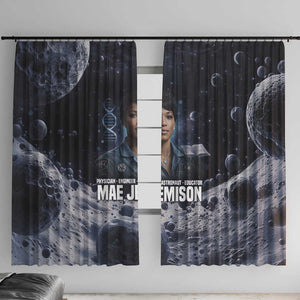 Mae Jemison Window Curtain with Space Portrait Design, Science Has No Boundaries Quote and DNA Book Elements - African Pride