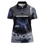 Mae Jemison Women Polo Shirt with Space Portrait Design, Science Has No Boundaries Quote and DNA Book Elements - African Pride
