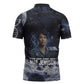 Mae Jemison Zipper Polo Shirt with Space Portrait Design, Science Has No Boundaries Quote and DNA Book Elements - African Pride