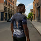 Mae Jemison Zipper Polo Shirt with Space Portrait Design, Science Has No Boundaries Quote and DNA Book Elements - African Pride