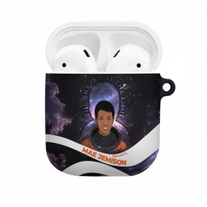 Mae Jemison AirPods Case Cartoon Astronaut Portrait, The Sky Is Not the Limit Quote and Galaxy Dreamer - African Pride