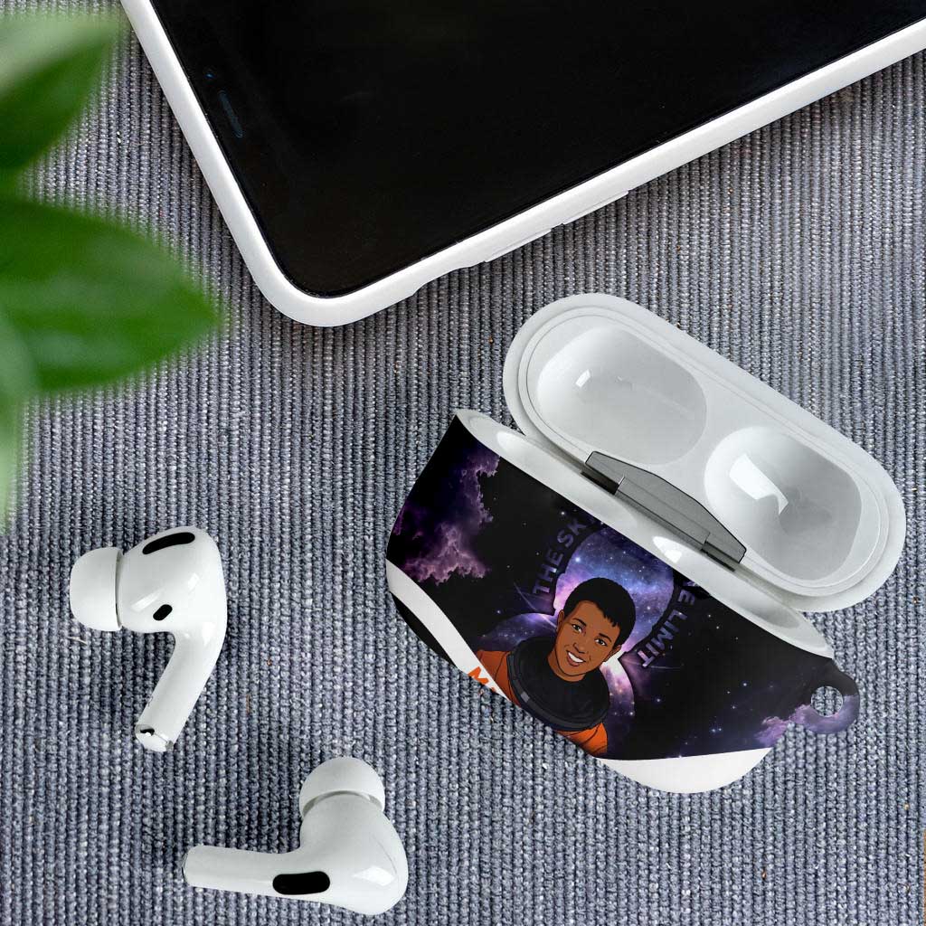 Mae Jemison AirPods Case Cartoon Astronaut Portrait, The Sky Is Not the Limit Quote and Galaxy Dreamer - African Pride