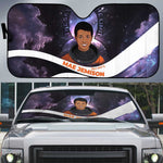 Mae Jemison Auto Sun Shade Cartoon Astronaut Portrait, The Sky Is Not the Limit Quote and Galaxy Dreamer - African Pride
