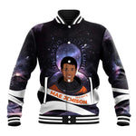 Mae Jemison Baseball Jacket Cartoon Astronaut Portrait, The Sky Is Not the Limit Quote and Galaxy Dreamer - African Pride