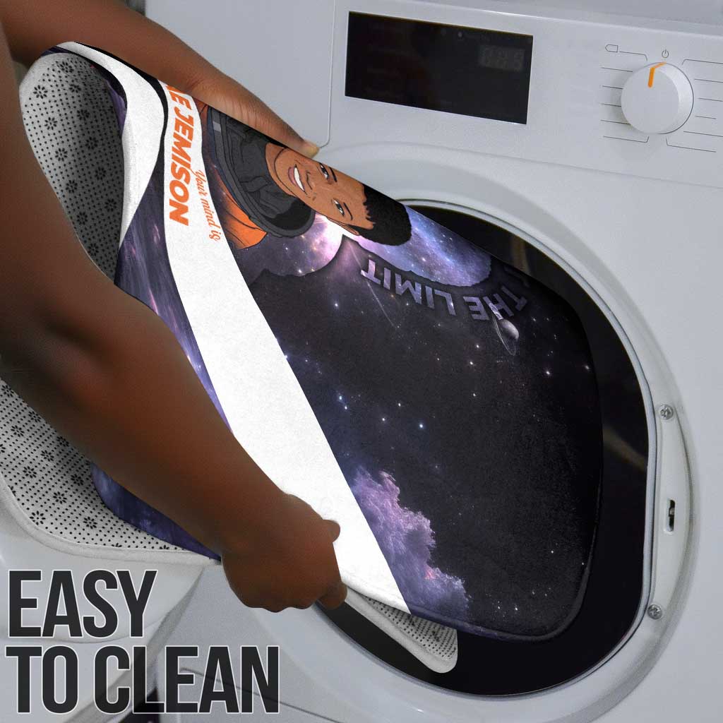 Mae Jemison Bathroom Set Cartoon Astronaut Portrait, The Sky Is Not the Limit Quote and Galaxy Dreamer - African Pride
