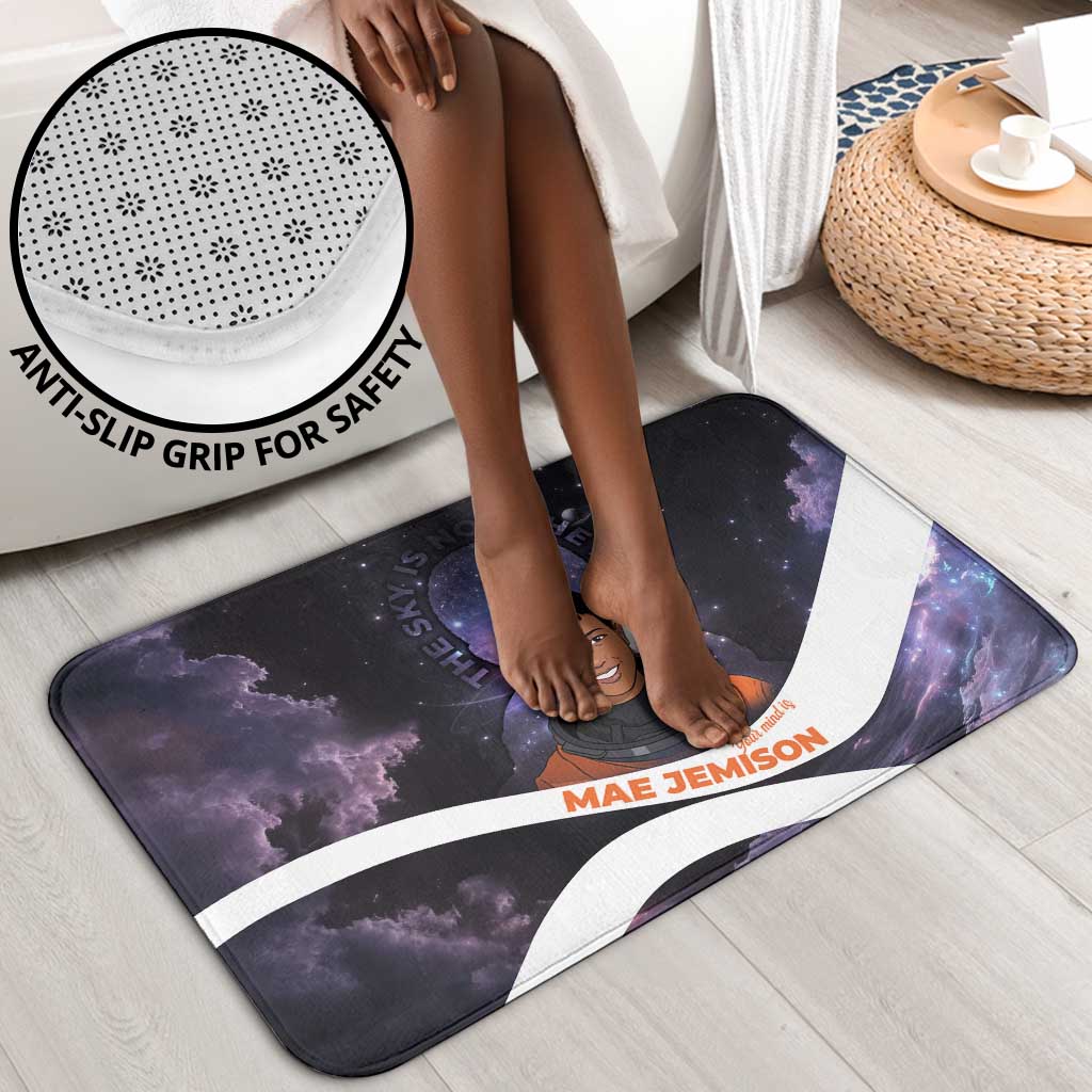 Mae Jemison Bathroom Set Cartoon Astronaut Portrait, The Sky Is Not the Limit Quote and Galaxy Dreamer - African Pride