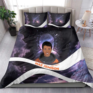 Mae Jemison Bedding Set Cartoon Astronaut Portrait, The Sky Is Not the Limit Quote and Galaxy Dreamer - African Pride