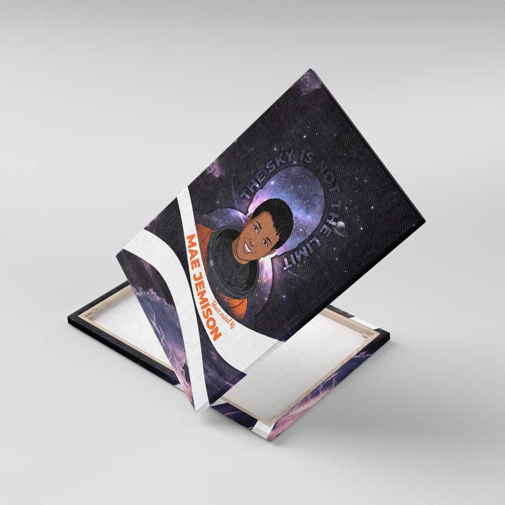 Mae Jemison Canvas Wall Art Cartoon Astronaut Portrait, The Sky Is Not the Limit Quote and Galaxy Dreamer - African Pride