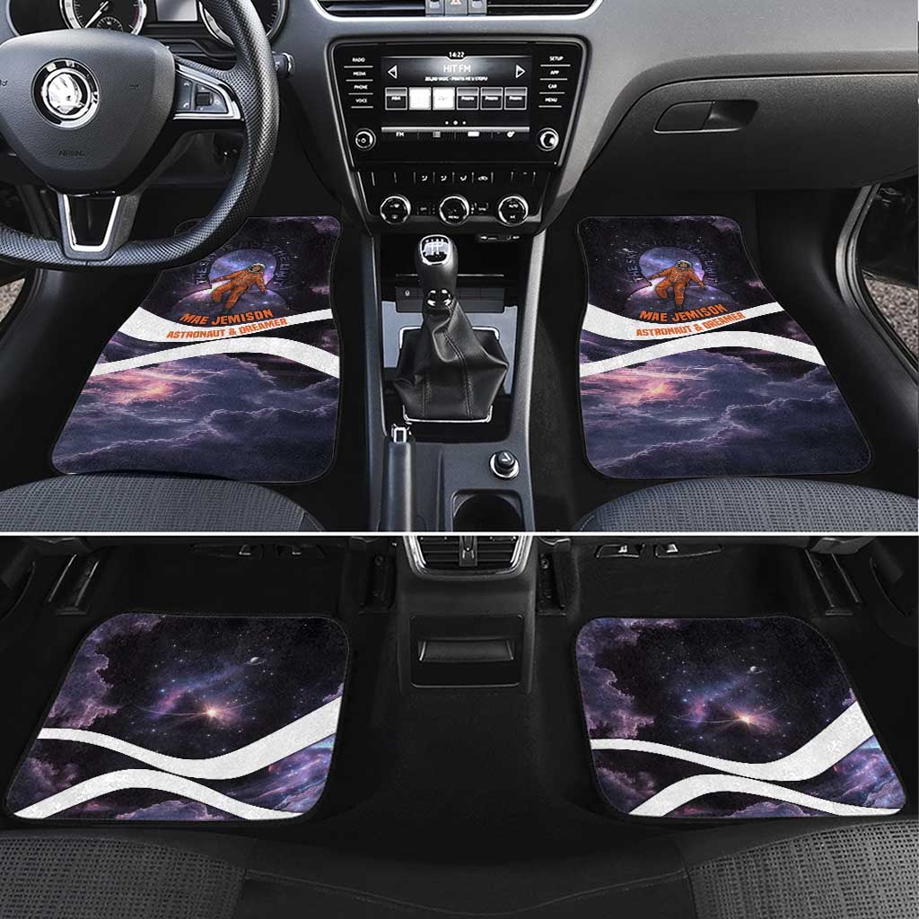 Mae Jemison Car Mats Cartoon Astronaut Portrait, The Sky Is Not the Limit Quote and Galaxy Dreamer - African Pride