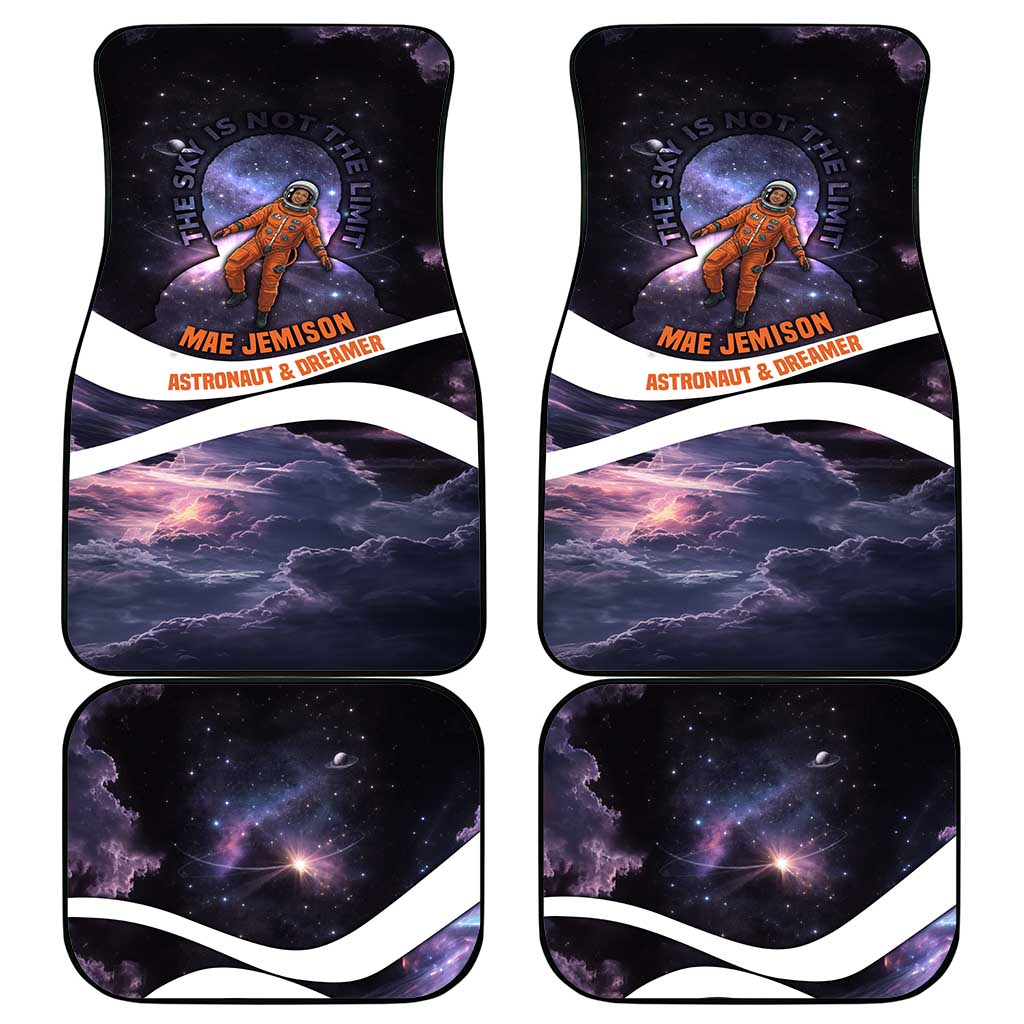 Mae Jemison Car Mats Cartoon Astronaut Portrait, The Sky Is Not the Limit Quote and Galaxy Dreamer - African Pride