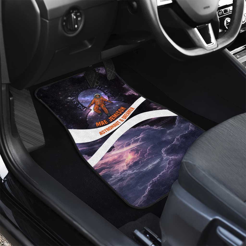 Mae Jemison Car Mats Cartoon Astronaut Portrait, The Sky Is Not the Limit Quote and Galaxy Dreamer - African Pride