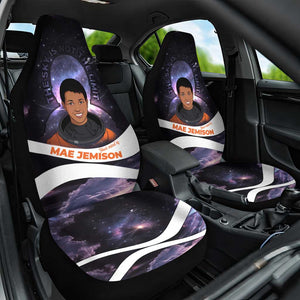 Mae Jemison Car Seat Cover Cartoon Astronaut Portrait, The Sky Is Not the Limit Quote and Galaxy Dreamer - African Pride
