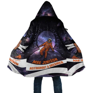 Mae Jemison Cloak Cartoon Astronaut Portrait, The Sky Is Not the Limit Quote and Galaxy Dreamer - African Pride
