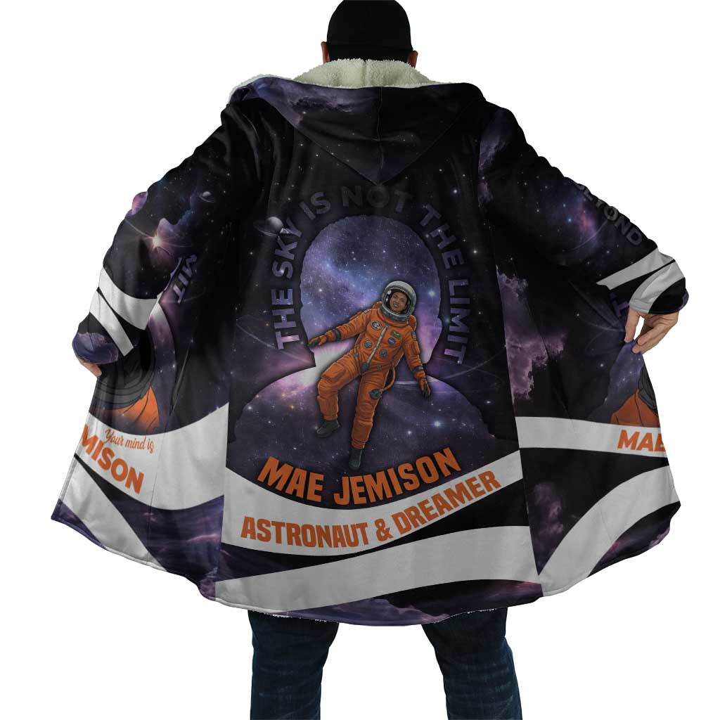 Mae Jemison Cloak Cartoon Astronaut Portrait, The Sky Is Not the Limit Quote and Galaxy Dreamer - African Pride