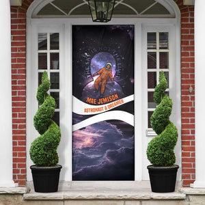Mae Jemison Door Cover Cartoon Astronaut Portrait, The Sky Is Not the Limit Quote and Galaxy Dreamer - African Pride