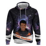 Mae Jemison Hoodie Cartoon Astronaut Portrait, The Sky Is Not the Limit Quote and Galaxy Dreamer - African Pride