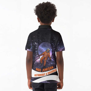 Mae Jemison Kid Polo Shirt Cartoon Astronaut Portrait, The Sky Is Not the Limit Quote and Galaxy Dreamer - African Pride